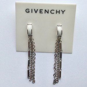 Givenchy Silver C Hoop Linear Earrings